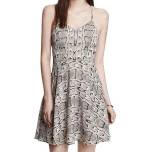 Express Snakeskin Print Halter Slip Dress - Neutral Cream & Black Size 4